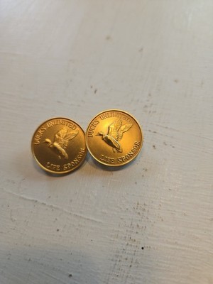 2 Ducks Unlimited Larry Toschik Life Sponsor Pins 14kt Gf