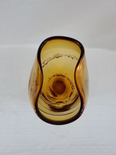 Retro Amber Glass Bubbly Vase Possible Salviati Murano - Stunning - Picture 4 of 9