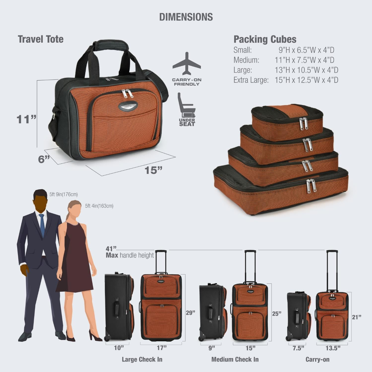 Navy Amsterdam 4-Piece Expandable Luggage Set with Rolling Wheels