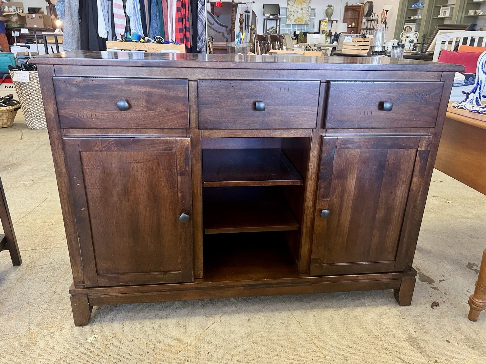 Cabinet/ Tv Stand/ Solid Wood / Dark Brown/ Wood
