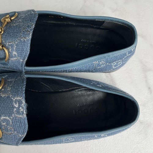 GUCCI Women's Loafers Horsebit GG Canvas Blue EU36/US6 Authentic - Picture 15 of 24