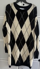Antonio Melani Sweater Dress Courtney Grow Black Cleo Argyle Size Medium 