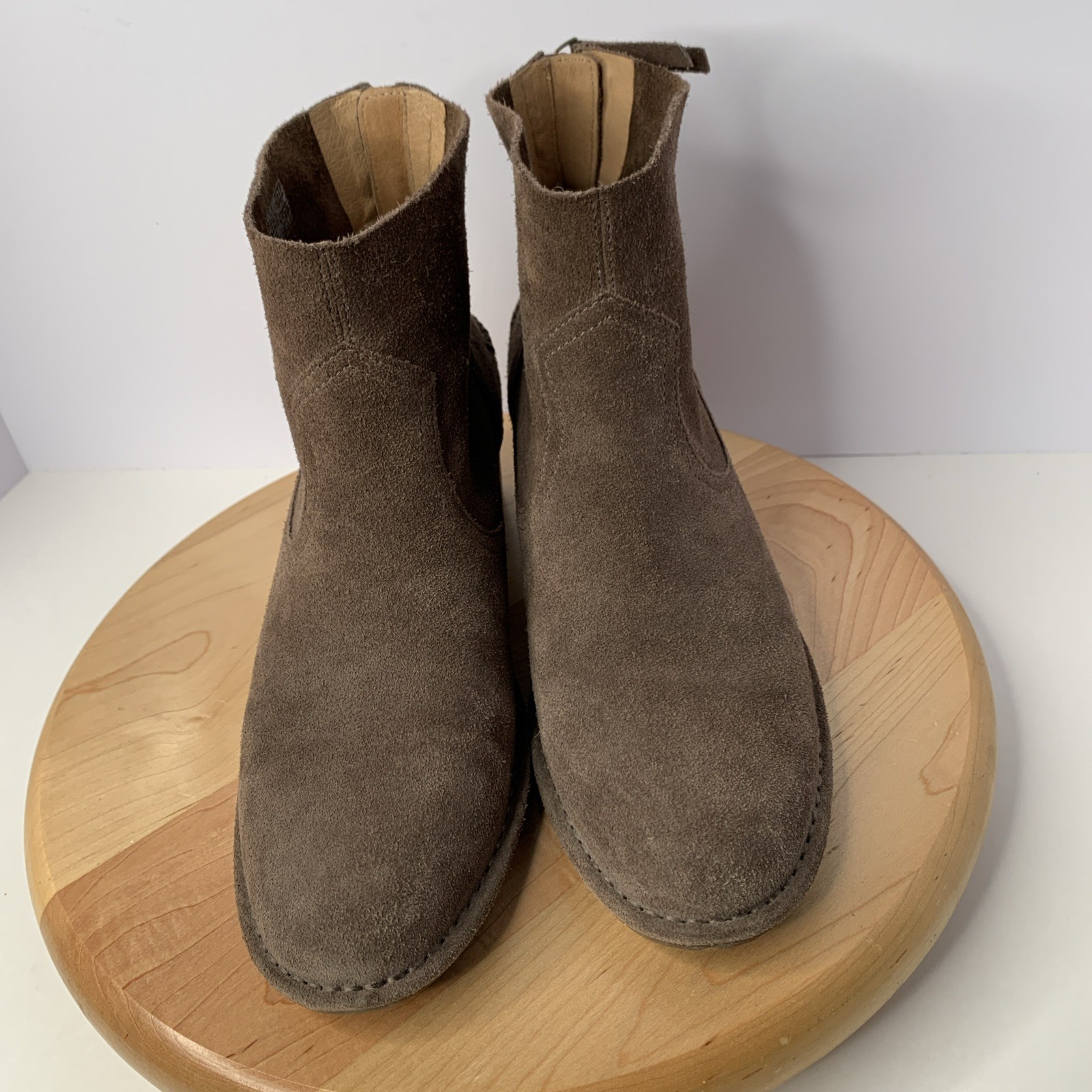 UGG Bandera Suede Ankle Boots Women’s Size 9.5 Back Zip Block 2”Heel Brown