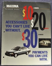 2001 Nissan Maxima Sedan Accessories Catalog Brochure Excellent Original 01