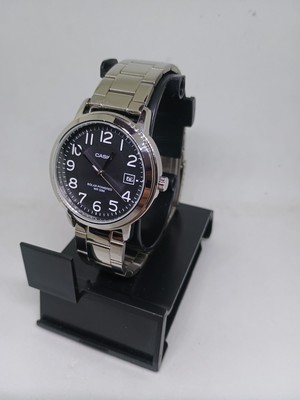 Casio MTP S100 Men s Solar Powered Watch Stainless Steel Black Dial