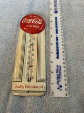 Vintage 1950s Coca-Cola Metal Thermometer Advertising Sign Coke