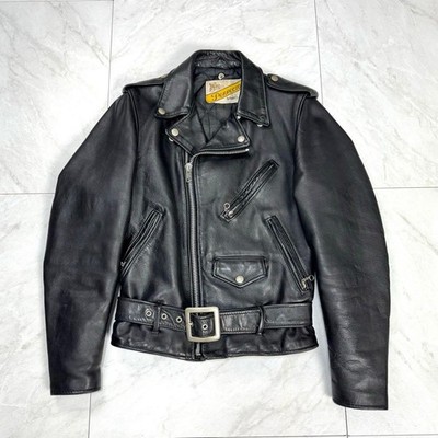 Schott Double Riders Leather Jacket Black Size 32 Cowhide USA