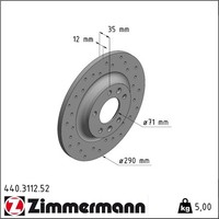 2X Zimmermann 440.3112.52 Bremsscheibe FüR Peugeot Citroen 407 607 RCZ 508 C5