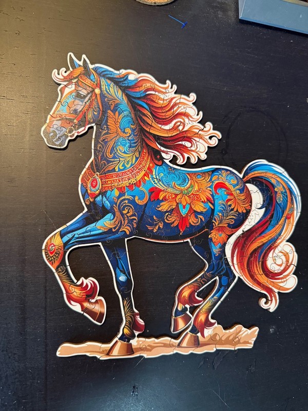 Wooden Puzzle Gorgeous Colorful Horse 10" x 11"