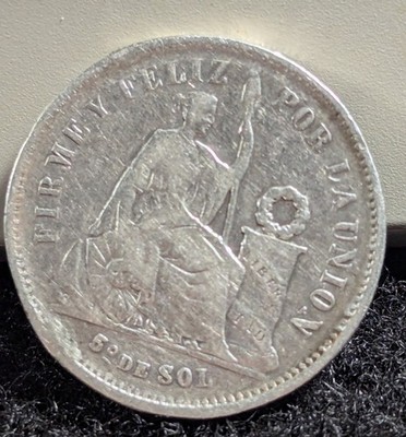 1867 YB Peru 1/2 (one half sol) lima c/.5G Ag  #570