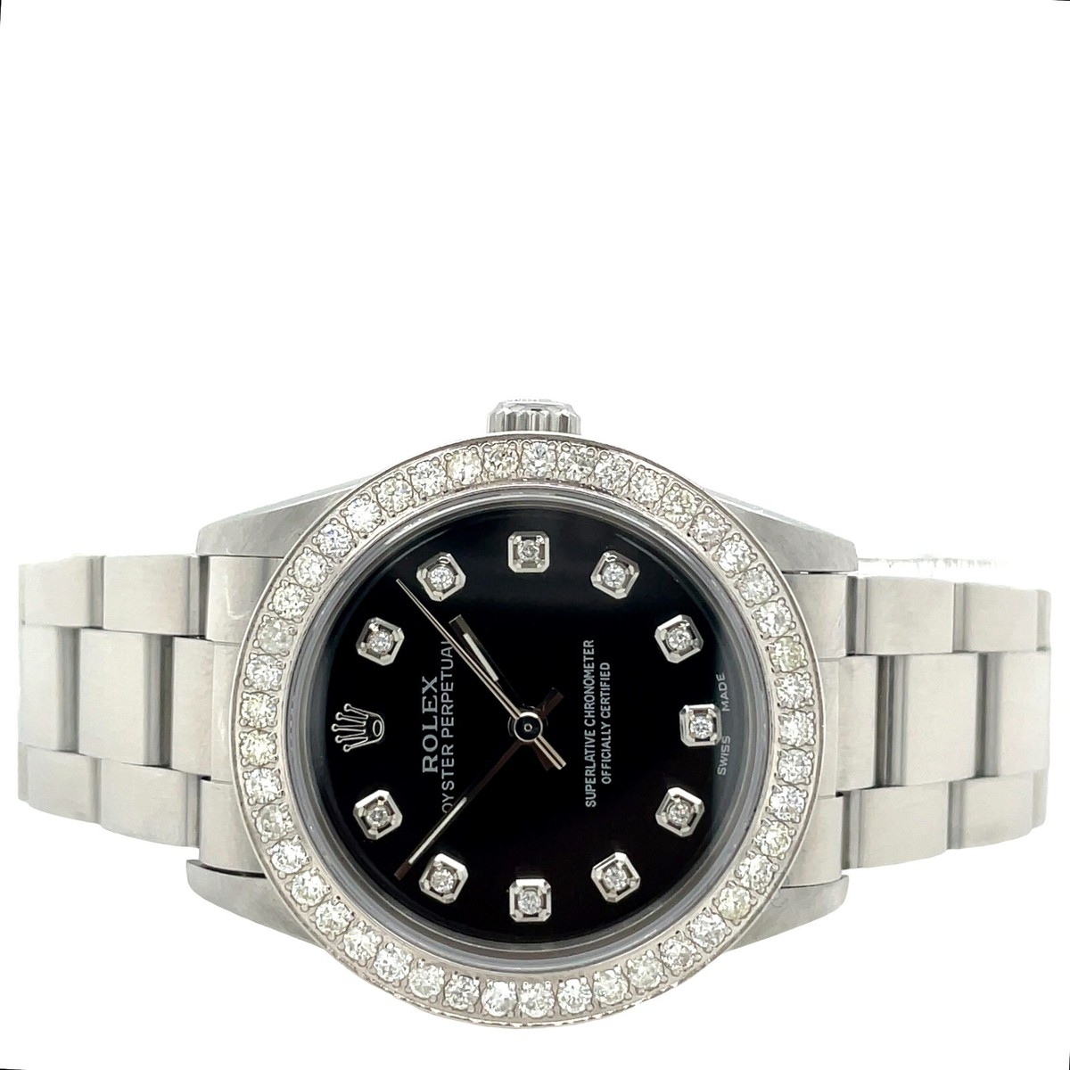 Rolex Oyster Perpetual 31mm Diamonds Black DialSteel Watch