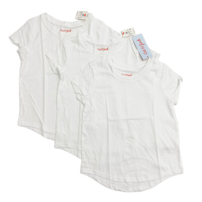 Cat & Jack Girls Size 4T Short Sleeve Crew Neck  T-Shirts White (3 Pack)