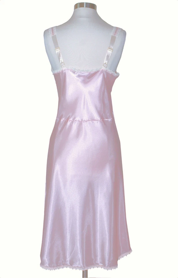 Vestido sin tirantes Shadowline para mujer rosa satinado y encaje estilo vintage correas ajustables Foto 3 de 4