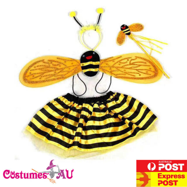 Bumble Bee Honey Costume Toddler Girls Halloween Fancy Dress 4Pcs Wing Headpiece Bumble Bee Honey Costume Toddler Girls Halloween Fancy Dress 4Pcs Wing Headpiece