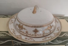 Nippon Hand-painted Covered Muffin Keeper Gold Gilded Vintage