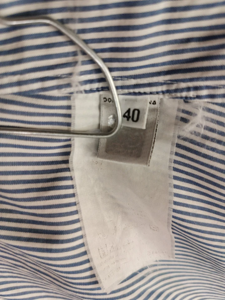 AUTÉNTICA Mini Camisa-Vestido Vintage D&G Dolce & Gabbana Rayas Azules IT 40 Foto 3 de 4