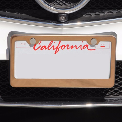 Rose Gold Chrome License Plate Frame SRT Laser Etched Metal Screw Cap - Imagen 5 de 8