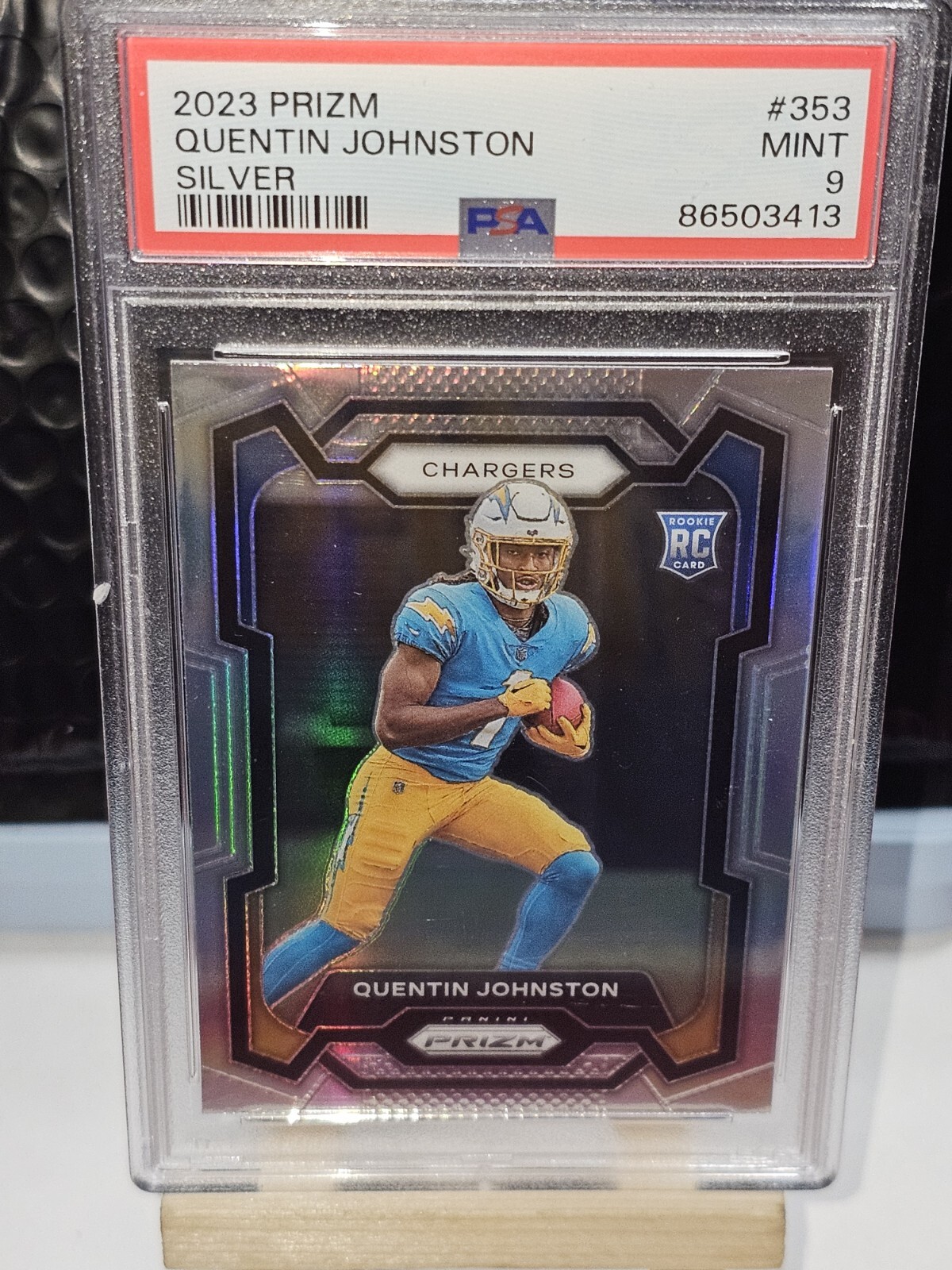 2023 Panini Quentin Johnston Silver Prizm Holo Rookie Card #353 Psa 9