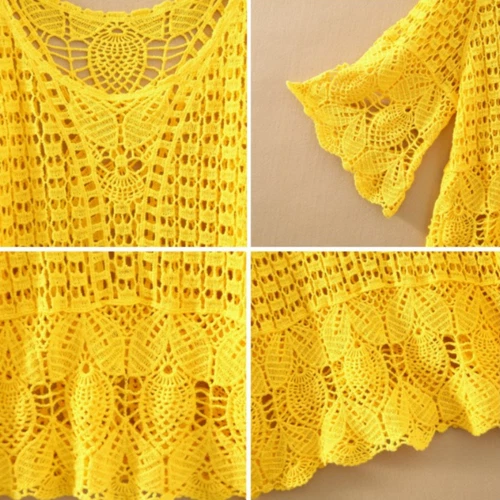 Fashion New Women Hollow Crochet Crop Top Bolero Shrug Cape Shirt Beach Summer - Picture 6 of 28