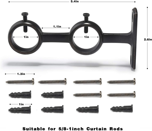 Curtain Rod Bracket, 3 Pcs Double Curtain Rod Holder, Double Rod Brackets Hooks - Picture 3 of 7