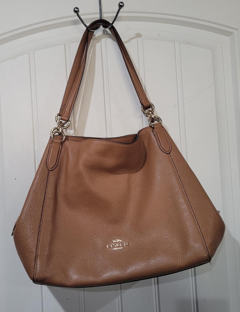 Coach Madison Maggie Leather Hobo Shoulder Pebbled Bag in Camel | eBay