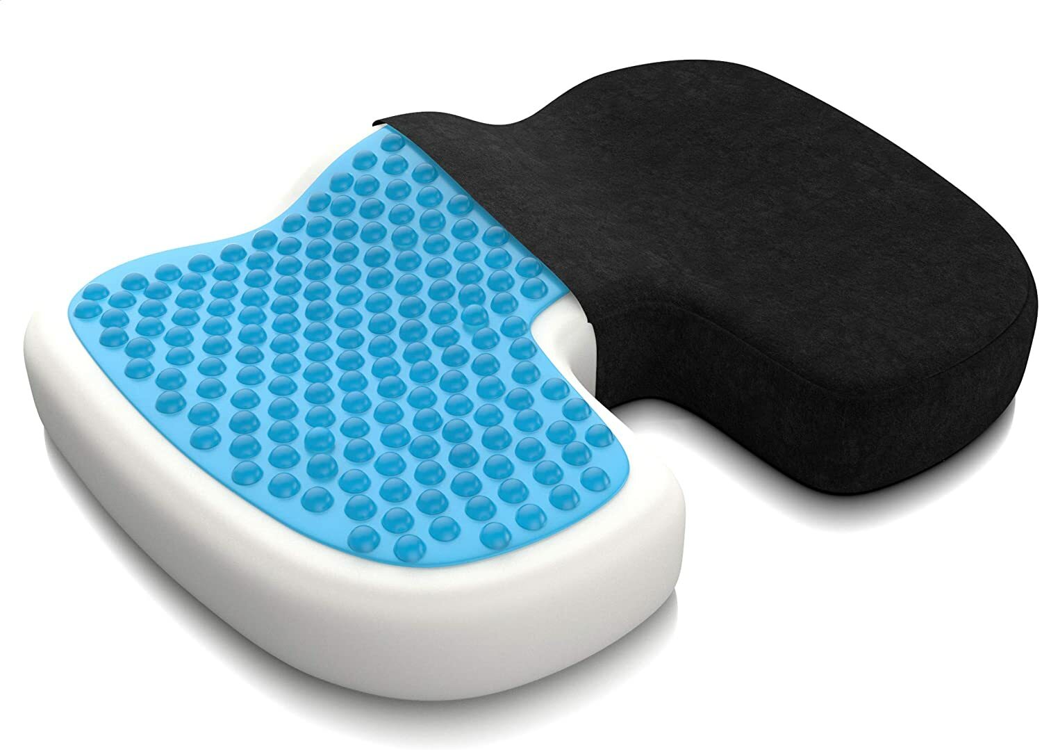 Coussin de chaise ergonomique en mousse mémoire pour soulagement coccyx noir