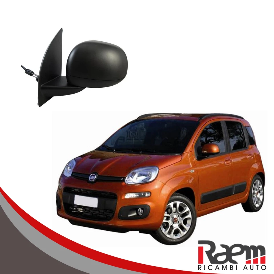 Specchio Retrovisore SINISTRO MECCANICO NERO FIAT Panda 312 dal 2012 Compatibile - Immagine 2 di 4