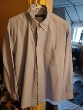 Nautica Men's Classic-Fit Dress Shirt Size 16.5x32/33 Sz L Blue solid