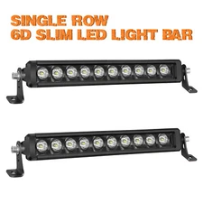 2X Silm 12" Single ROW LED Work Light Bar Spot 6000k Driving Fog Offroad UTV 4WD