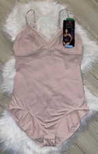 Maidenform DMS097 Lace Tame Your Tummy Bodysuit Shapewear Womens L Large Pink