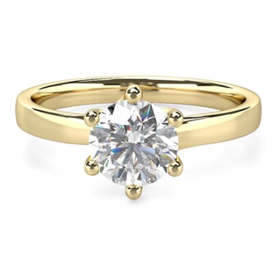 2.00 Ct Round Lab Created Diamond Engagement Wedding Ring14K Solid Yellow Gold B
