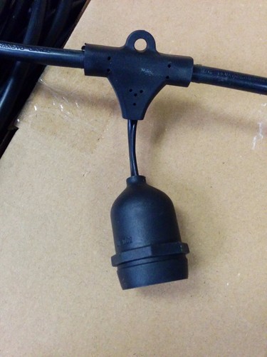 NEW 50 ft 25 Sockets Black Outdoor 14 Gauge Edison Metro String Lights+ 28 Bulbs - Picture 5 of 12