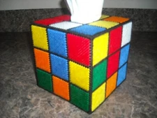 TISSUE BOX COVER - RUBIK'S CUBE - Plastic Canvas