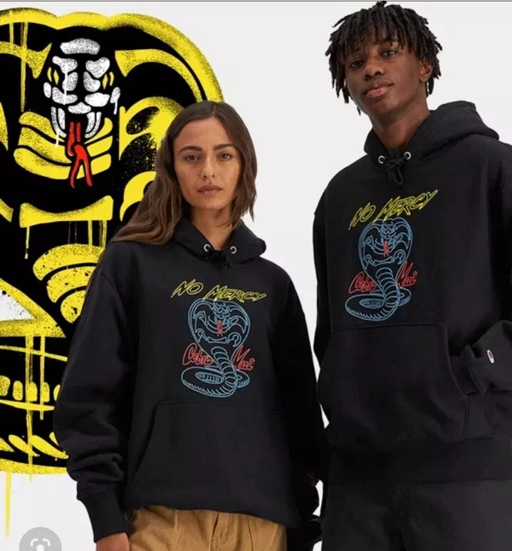 NWT CHAMPION x Cobra Kai Reverse Weave Hoodie NO MERCY Karate Kid Dojo sz Small