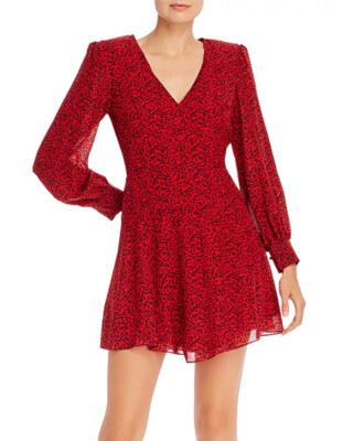 Alice + Olivia Polly Red Chiffon V-Neck Long Sleeve Mini Dress Size 8 | eBay Alice + Olivia Polly Red Chiffon V-Neck Long Sleeve Mini Dress Size 8 | eBay