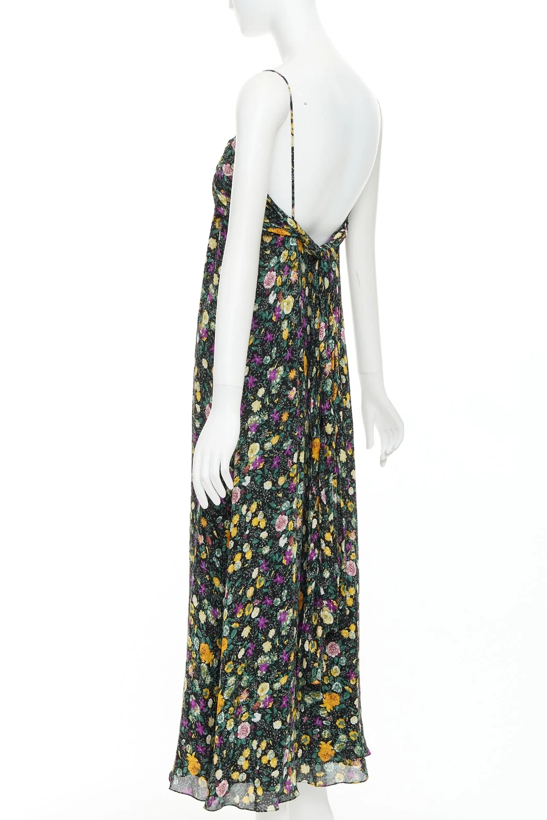 Abito CELINE Hedi Slimane giallo viola stampa floreale viscosa FR38 M