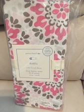 Pottery Barn Kids Baby DAHLIA Crib Fitted Sheet Pink Flower Floral Grey White