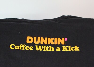 2 ASSORTED DUNKIN DONUTS T SHIRTS - 1 IS SIZE LARGE & THE OTHER SIZE XL 