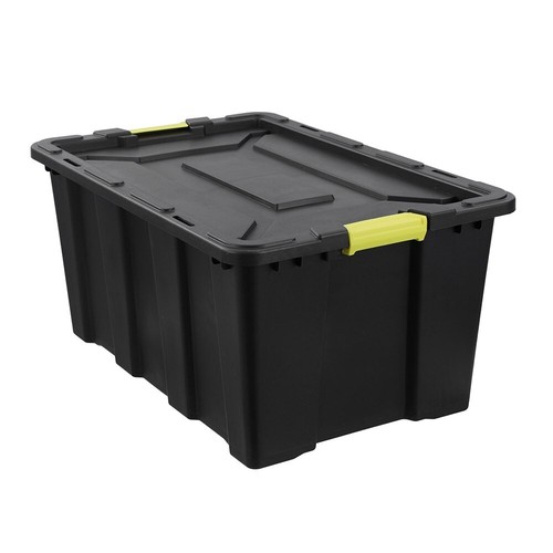 3 x XL Black Heavy Duty Storage Box 100L Large Crate Tub Plastic Container - Picture 3 of 5