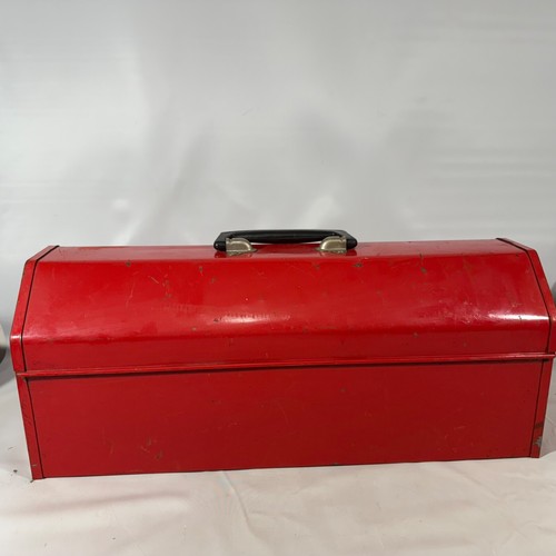 Vintage Klein Tools Toolbox 54404 19 5/8” X 8” X 7” Tool Box w/ Tray Red Metal - Picture 7 of 13
