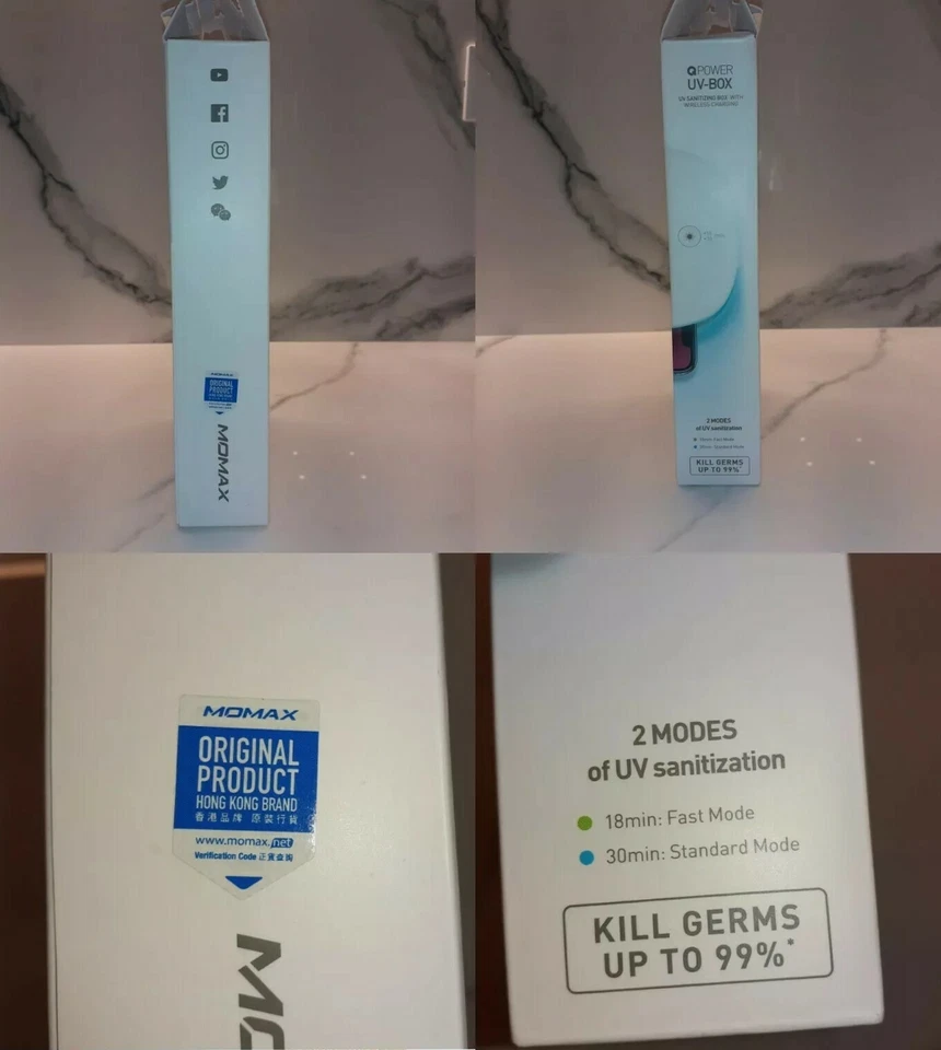 Sanificatore UV - MOMAX Q POWER UV-BOX  UV SANITIZING BOX WITH WIRELESS CHARGING Foto 3 de 4