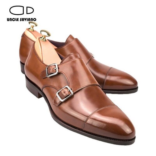 Double Monk Strap Men Shoes Genuine Leather Handmade Business Dress Shoe - Picture 25 of 25