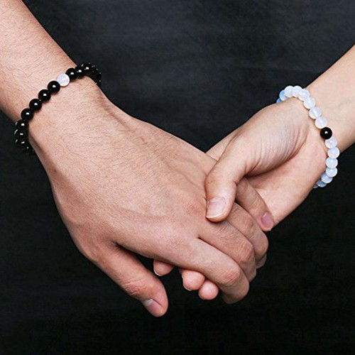 His & Hers Distance Couples Bracelet Lava Bead Matching YinYang Valentine's Gift - Picture 52 of 68