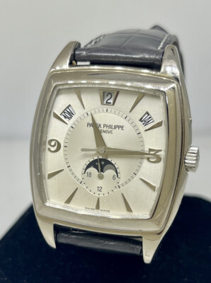 Patek Philippe Complications Annual Calendar Gondolo White Gold Mens Watch 5135G