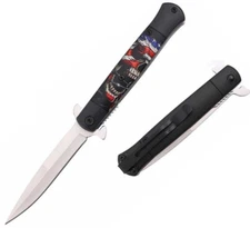 Skull USA Stiletto Style Spring Assist Opening Pocket Knife