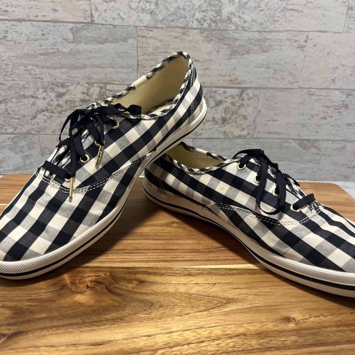 KEDS Kate Spade Champion Sz 9.5 Black / White Plaid