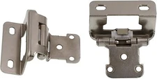 DecoBasics 50 Pack 1/2" OL 3/4" Semi Wrap Self-Closing Hinge, Sat Nickel 