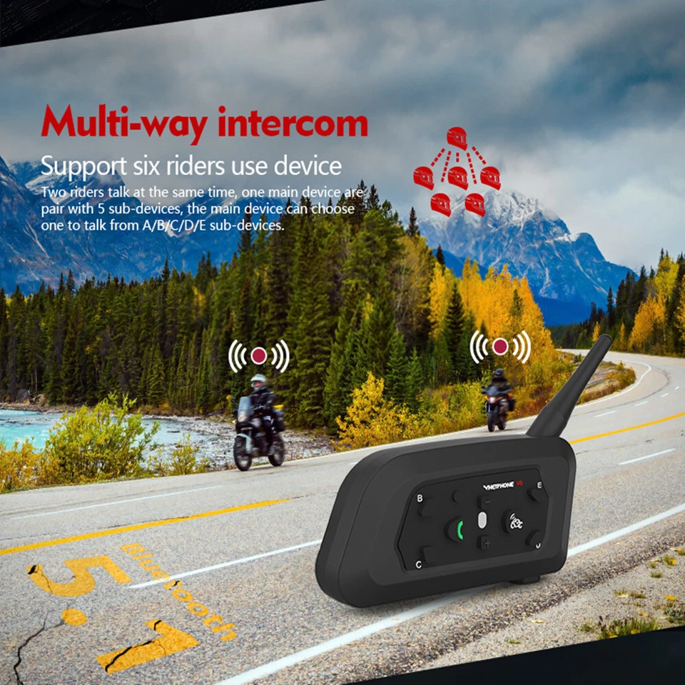 Bluetooth Intercom Interphone Headset Helmet Bicycle Motorcycle Parts Waterproof - Image 3 of 4