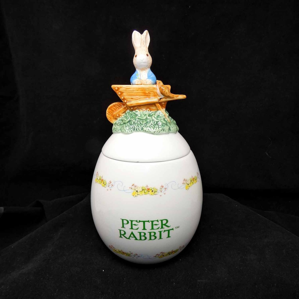 Vintage Peter Rabbit Beatrix Potter Egg Shaped Candy Jar Teleflora