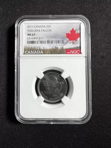 2011 CANADA 25 CENT NGC MS67 PEREGRINE FALCON QUARTER